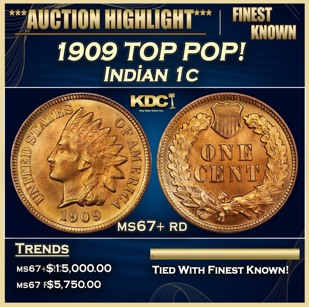 1909 Indian Cent TOP POP! 1c ms67+ rd SEGS: 1909 TOP POP! Indian Cent 1c ms67+ rd SEGS. 0 Historic precious metal trends is causing increased spot pricing by the day. On auctions with set openings, we are doing our best to have items priced at