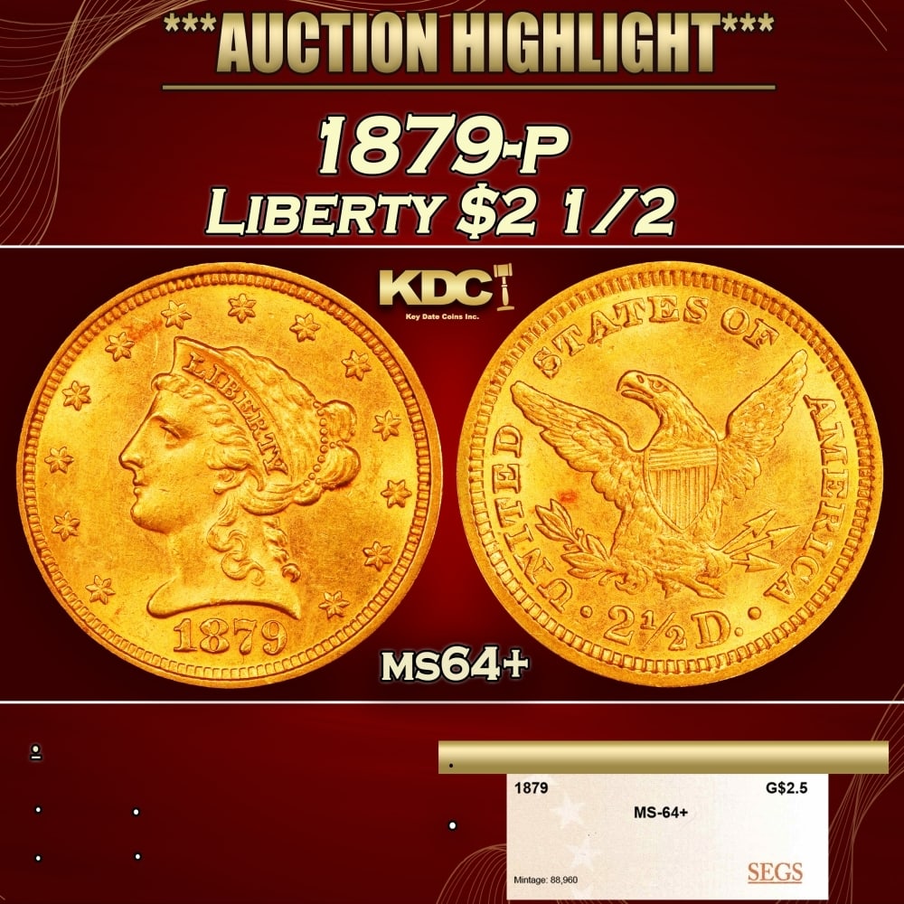 1879-p Gold Liberty Quarter Eagle $2 1/2 ms64+ SEGS (1 of 4)