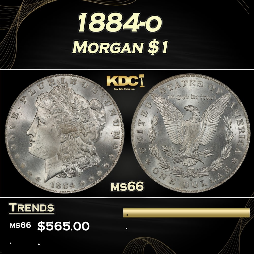 1884-o Morgan Dollar $1 Grades ms66: 1884-o Morgan Dollar $1 Grades ms66. 0 Historic precious metal trends is causing increased spot pricing by the day. On auctions with set openings, we are doing our best to have items priced at their m