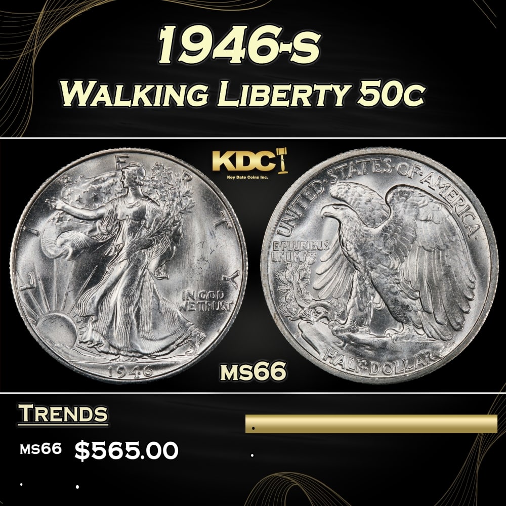 1946-s Walking Liberty Half Dollar 50c Grades ms66: 1946-s Walking Liberty Half Dollar 50c Grades ms66. 0 Historic precious metal trends is causing increased spot pricing by the day. On auctions with set openings, we are doing our best to have items pr