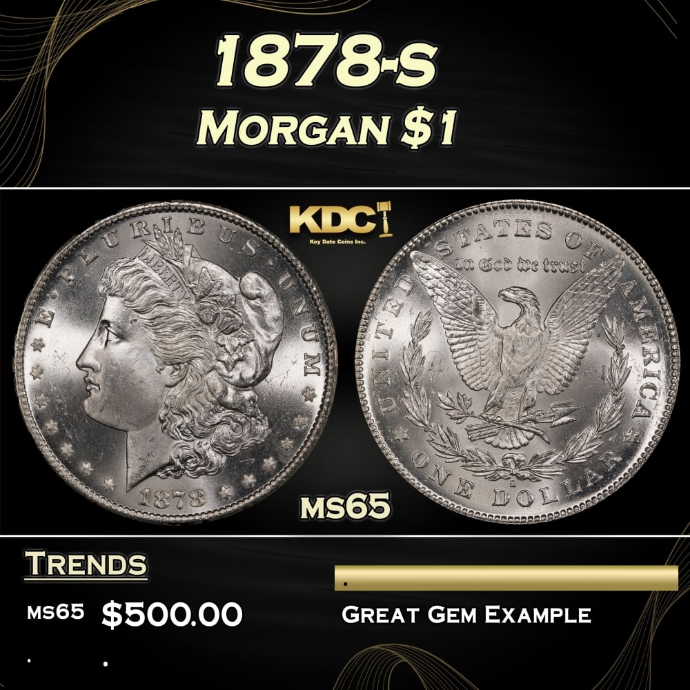 1878-s Morgan Dollar $1 Grades ms65 (1 of 3)