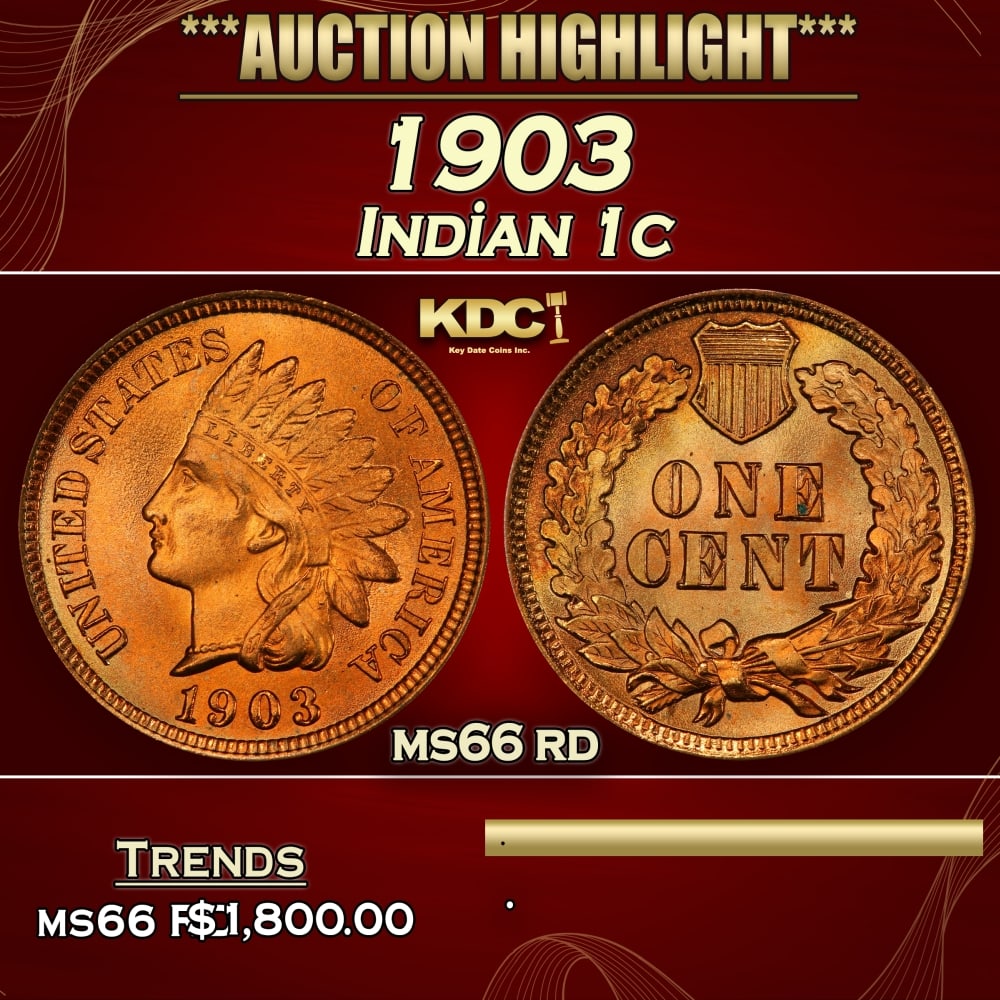 1903 Indian Cent . 1c ms66 rd SEGS (1 of 3)