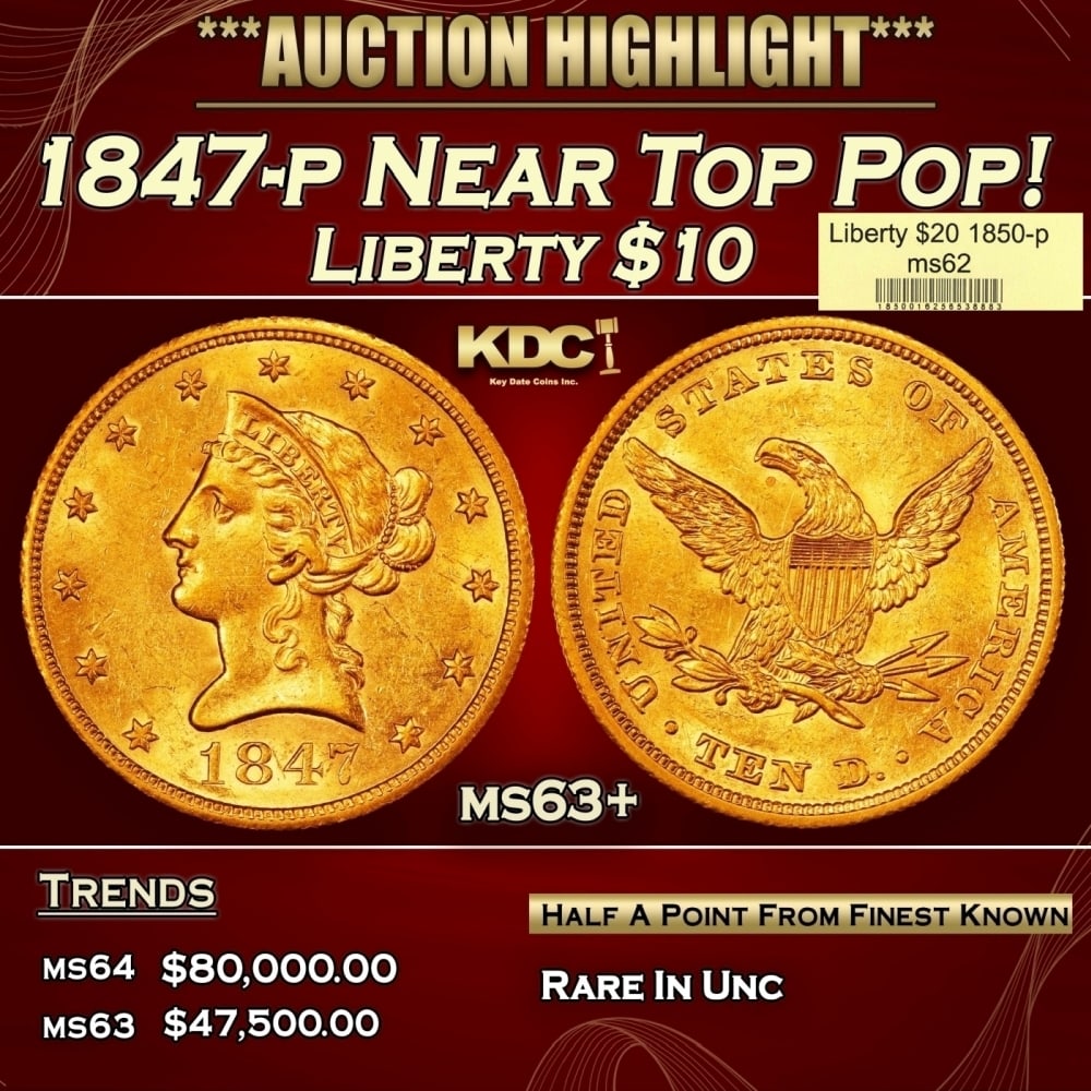 1850-p Gold Liberty Double Eagle $20 ms62 USCG (1 of 4)