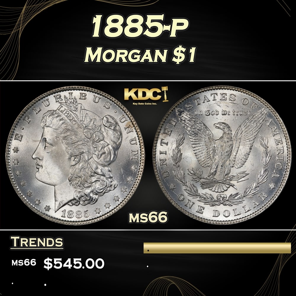 1885-p Morgan Dollar $1 Grades ms66: 1885-p Morgan Dollar $1 Grades ms66. Historic precious metal trends is causing increased spot pricing by the day. On auctions with set openings, we are doing our best to have items priced at their mar