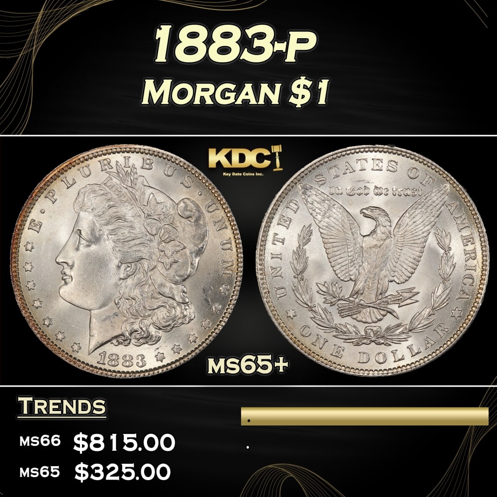 1883-p Morgan Dollar $1 Grades ms65+: 1883-p Morgan Dollar $1 Grades ms65+. 0 Historic precious metal trends is causing increased spot pricing by the day. On auctions with set openings, we are doing our best to have items priced at their