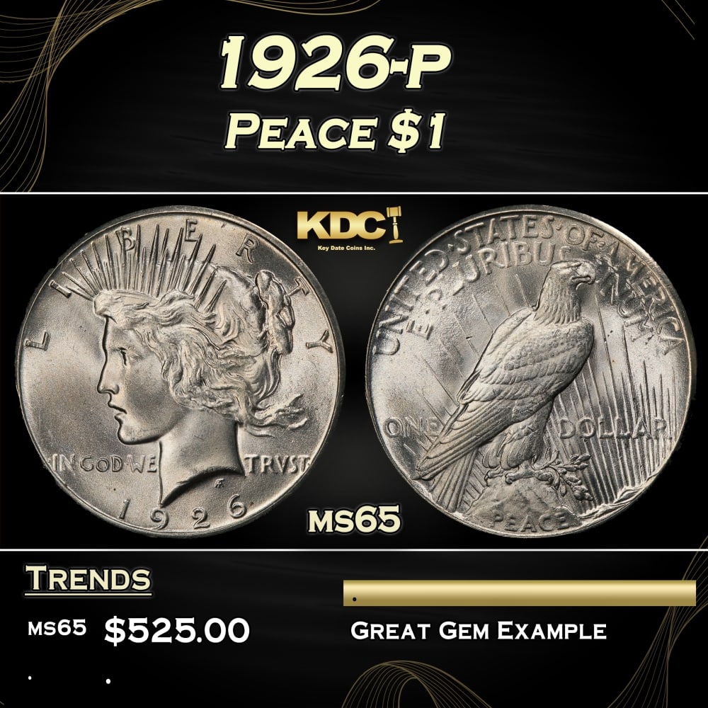 1926-p Peace Dollar $1 Grades ms65 (1 of 3)