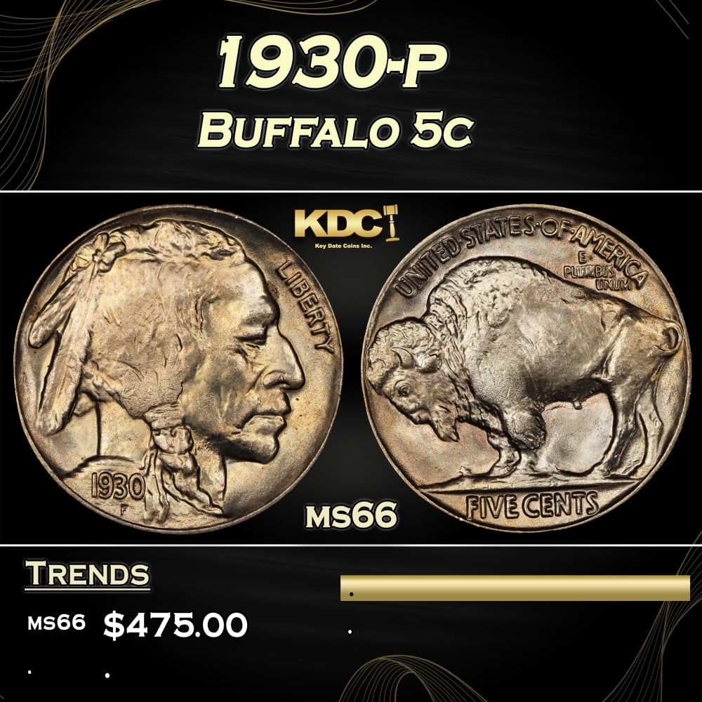 1930-p Buffalo Nickel 5c Grades ms66 (1 of 3)
