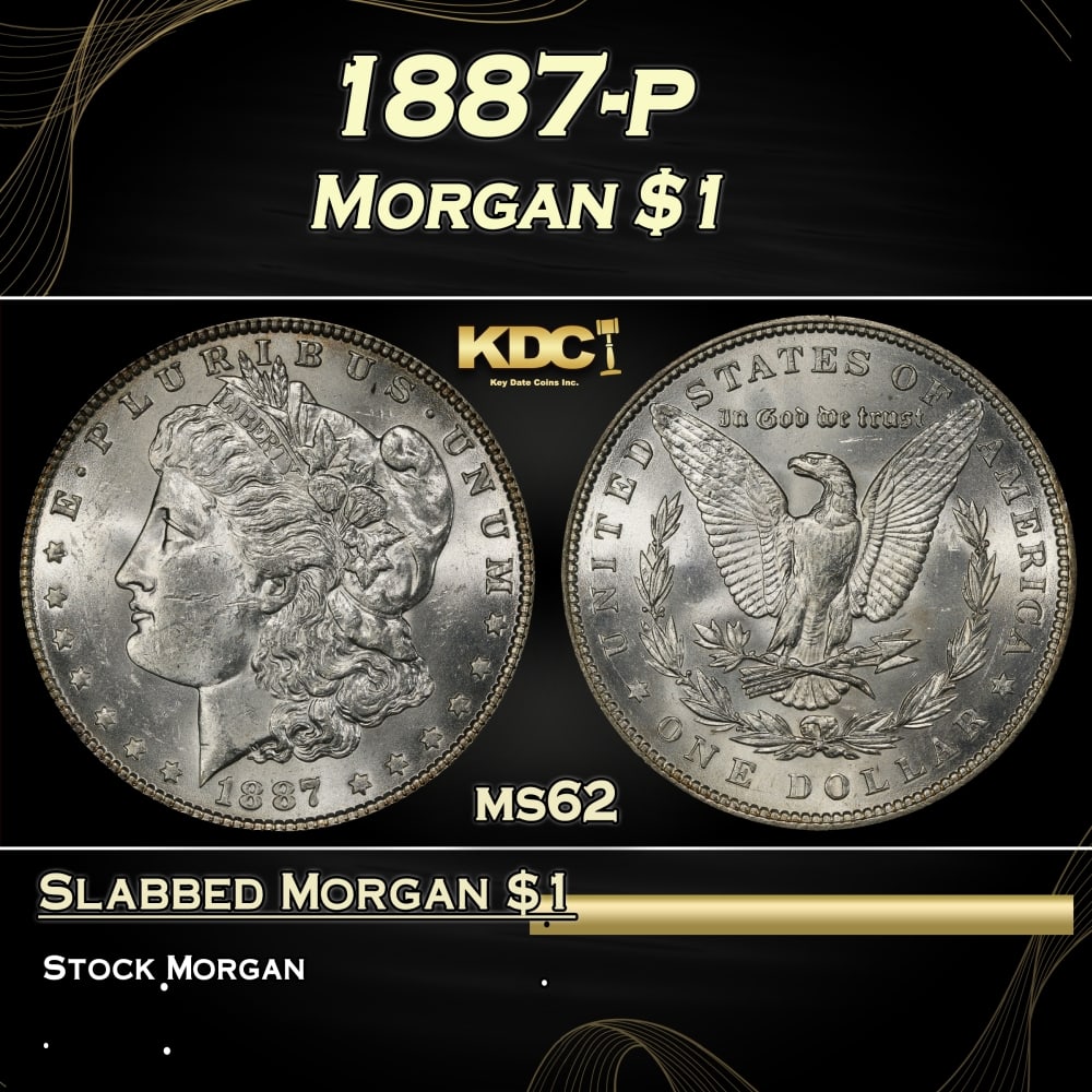 1887-p Morgan Dollar $1 Grades ms62: 1887-p Morgan Dollar $1 Grades ms62. Historic precious metal trends is causing increased spot pricing by the day. On auctions with set openings, we are doing our best to have items priced at their mar