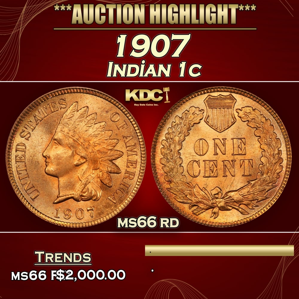1907 Indian Cent . 1c ms66 rd SEGS (1 of 3)