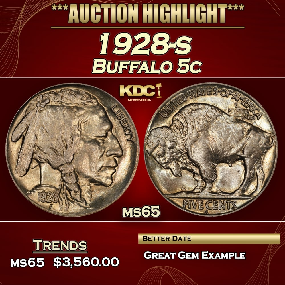 1928-s Buffalo Nickel 5c ms65 SEGS: 1928-s Buffalo Nickel 5c ms65 SEGS. 0 Historic precious metal trends is causing increased spot pricing by the day. On auctions with set openings, we are doing our best to have items priced at their ma