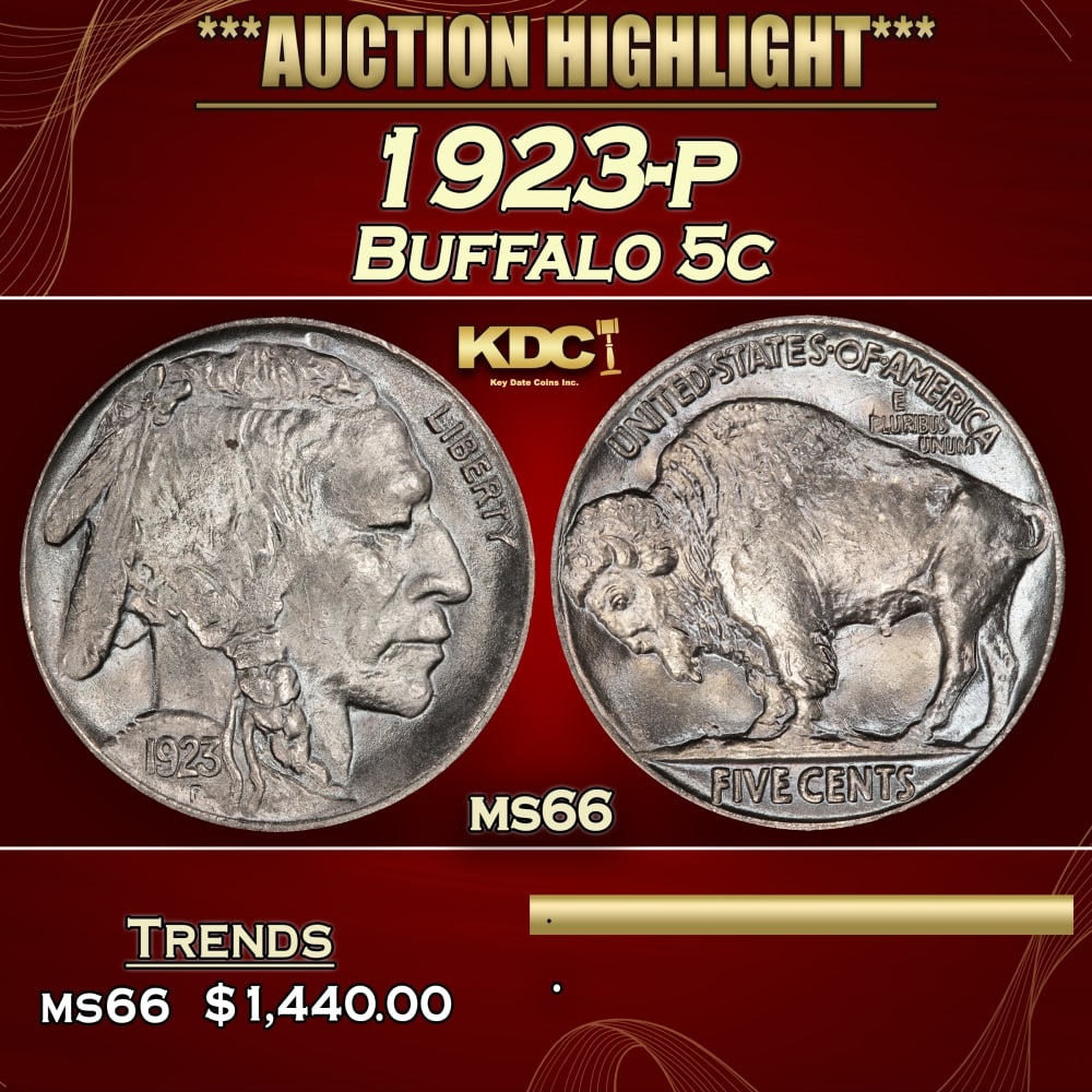 1923-p Buffalo Nickel 5c ms66 SEGS (1 of 3)