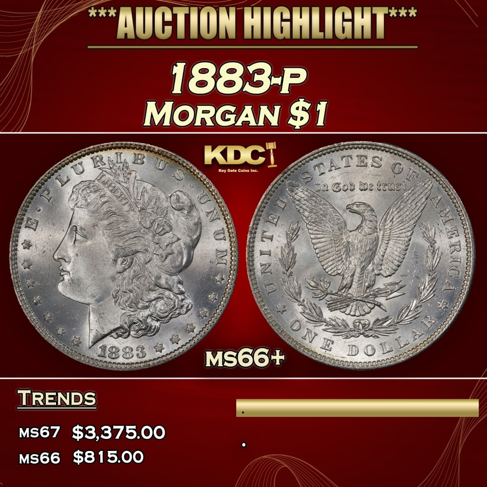 1883-p Morgan Dollar $1 ms66+ SEGS: 1883-p Morgan Dollar $1 ms66+ SEGS. 0 Historic precious metal trends is causing increased spot pricing by the day. On auctions with set openings, we are doing our best to have items priced at their ma