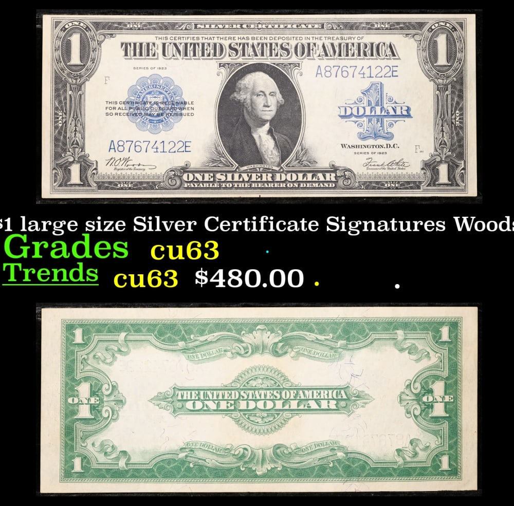 1923 $1 large size Silver Certificate Grades Select CU Signatures Woods/White (1 of 3)