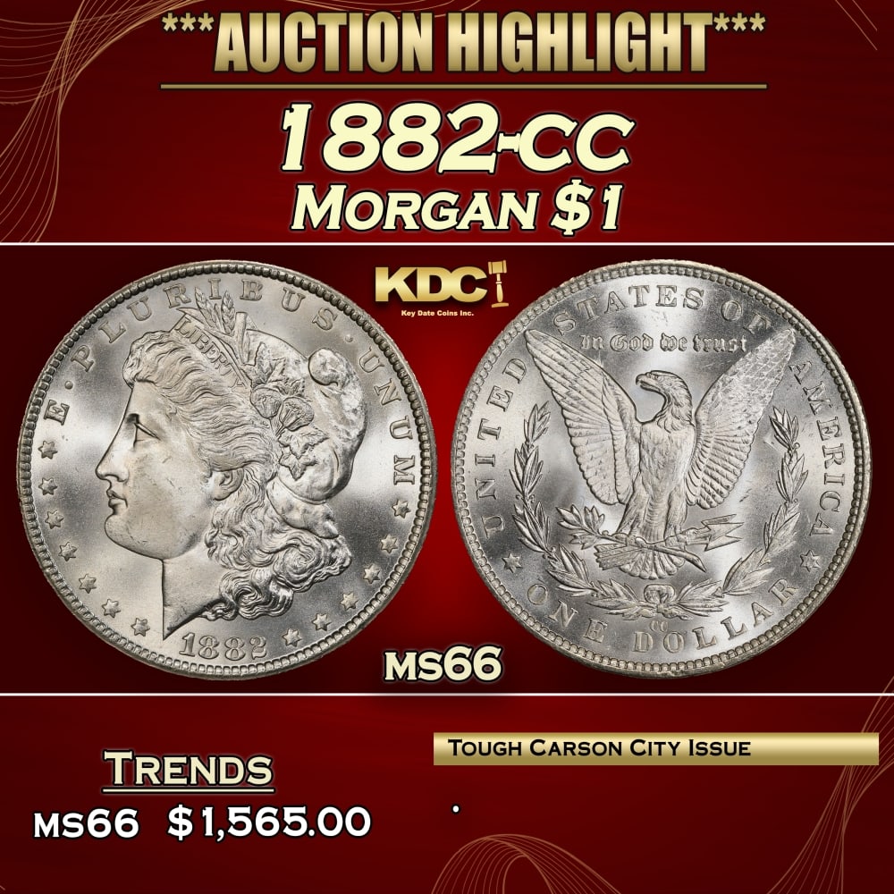 1882-cc Morgan Dollar $1 ms66 SEGS: 1882-cc Morgan Dollar $1 ms66 SEGS. Historic precious metal trends is causing increased spot pricing by the day. On auctions with set openings, we are doing our best to have items priced at their mark