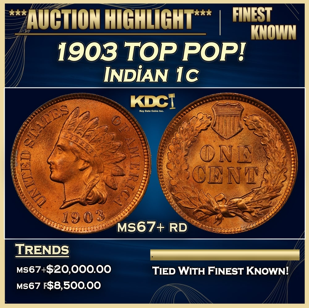 1903 Indian Cent TOP POP! 1c ms67+ rd SEGS: 1903 TOP POP! Indian Cent 1c ms67+ rd SEGS. 0 Historic precious metal trends is causing increased spot pricing by the day. On auctions with set openings, we are doing our best to have items priced at