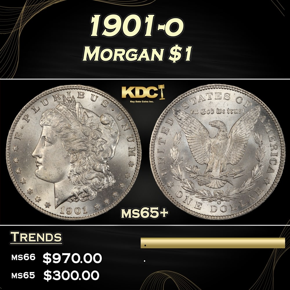1901-o Morgan Dollar $1 Grades ms65+: 1901-o Morgan Dollar $1 Grades ms65+. Historic precious metal trends is causing increased spot pricing by the day. On auctions with set openings, we are doing our best to have items priced at their ma
