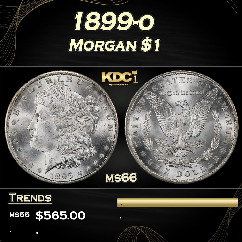 1899-o Morgan Dollar $1 Grades ms66: 1899-o Morgan Dollar $1 Grades ms66. Historic precious metal trends is causing increased spot pricing by the day. On auctions with set openings, we are doing our best to have items priced at their mar