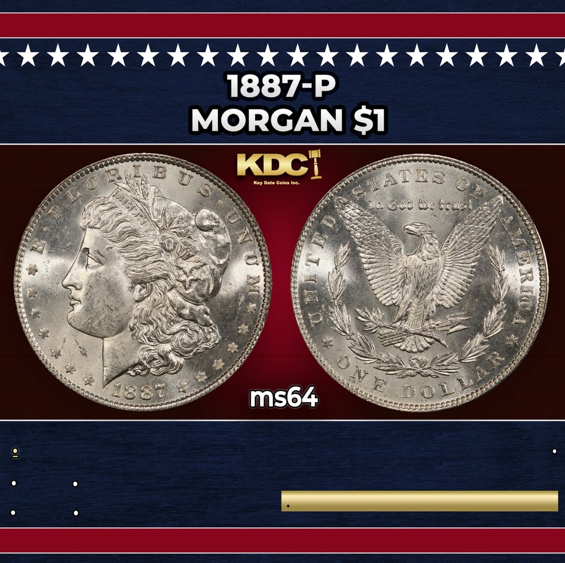 1887-p Morgan Dollar $1 Grades ms64: 1887-p Morgan Dollar $1 Grades ms64. Historic precious metal trends is causing increased spot pricing by the day. On auctions with set openings, we are doing our best to have items priced at their mar