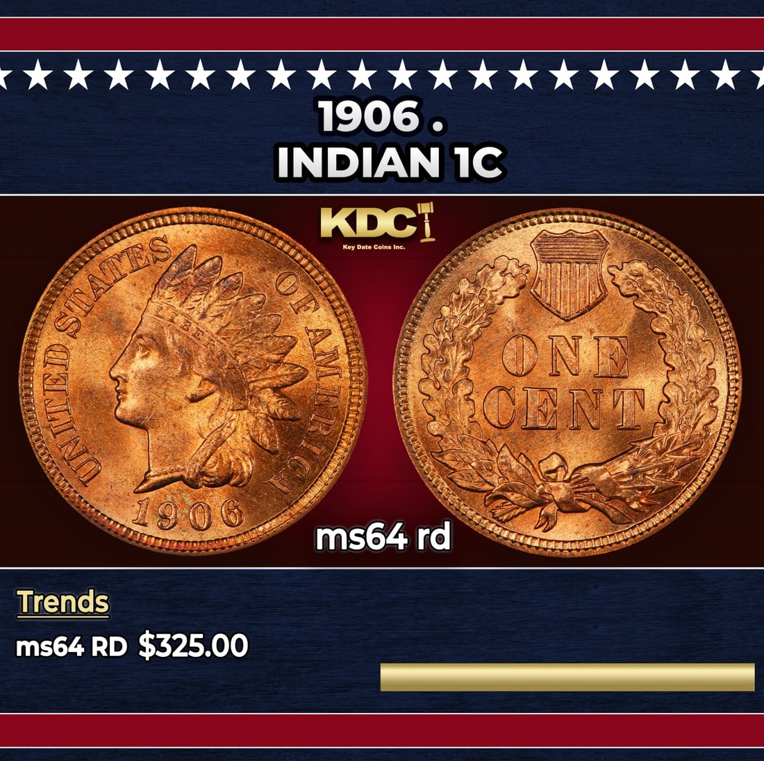 1906 Indian Cent . 1c Grades ms64 rd (1 of 3)