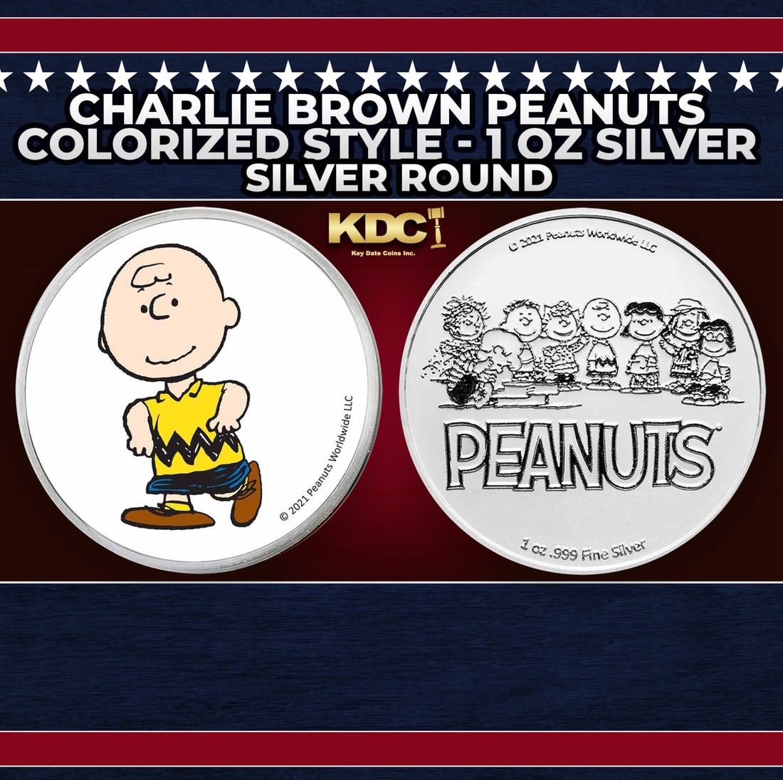 Charlie Brown Peanuts Colorized Style - 1 oz Silver Round Round (1 of 3)