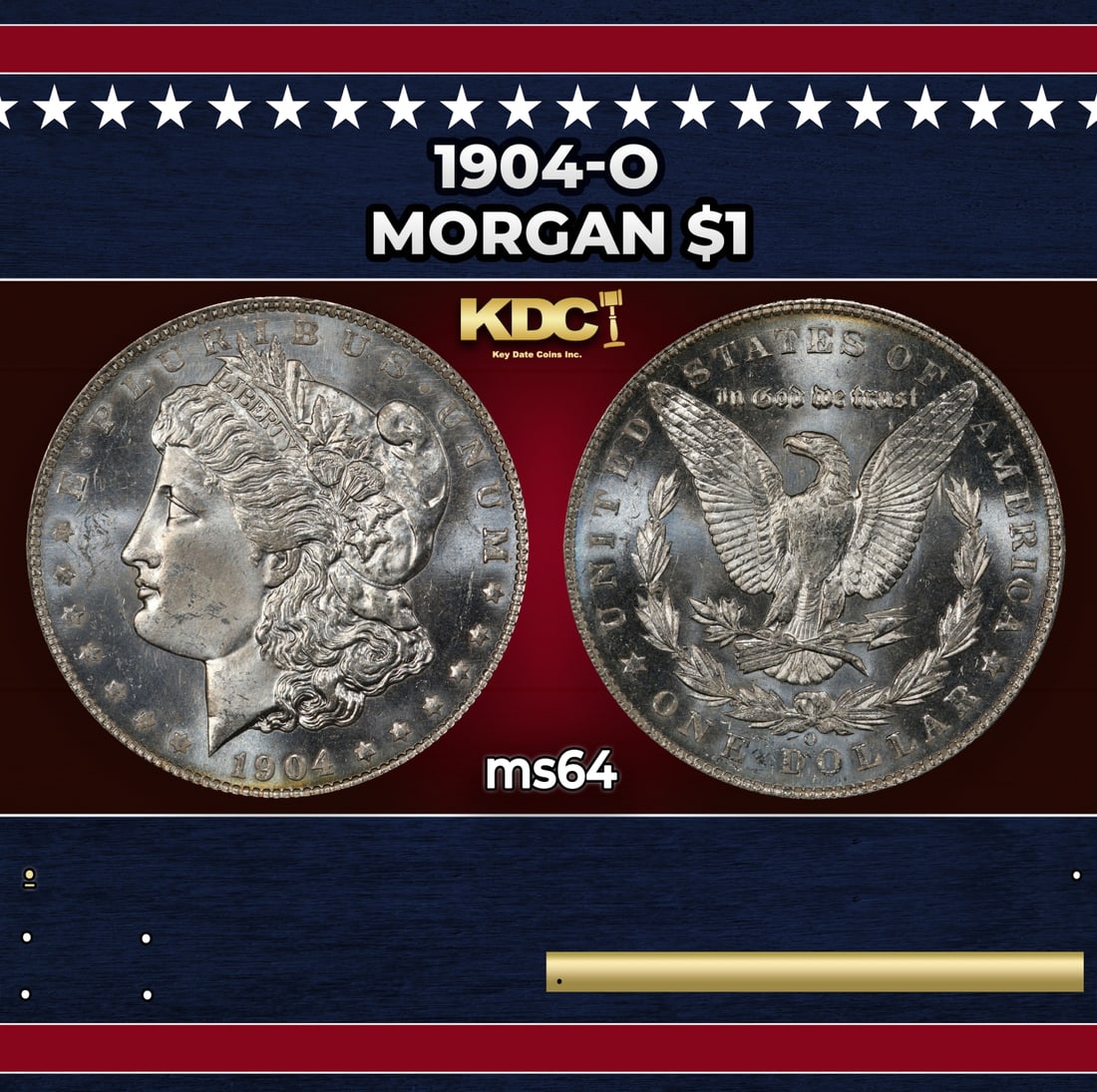 1904-o Morgan Dollar $1 Grades ms64: 1904-o Morgan Dollar $1 Grades ms64. Historic precious metal trends is causing increased spot pricing by the day. On auctions with set openings, we are doing our best to have items priced at their mar