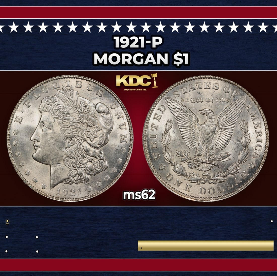 1921-p Morgan Dollar $1 Grades ms62 (1 of 3)