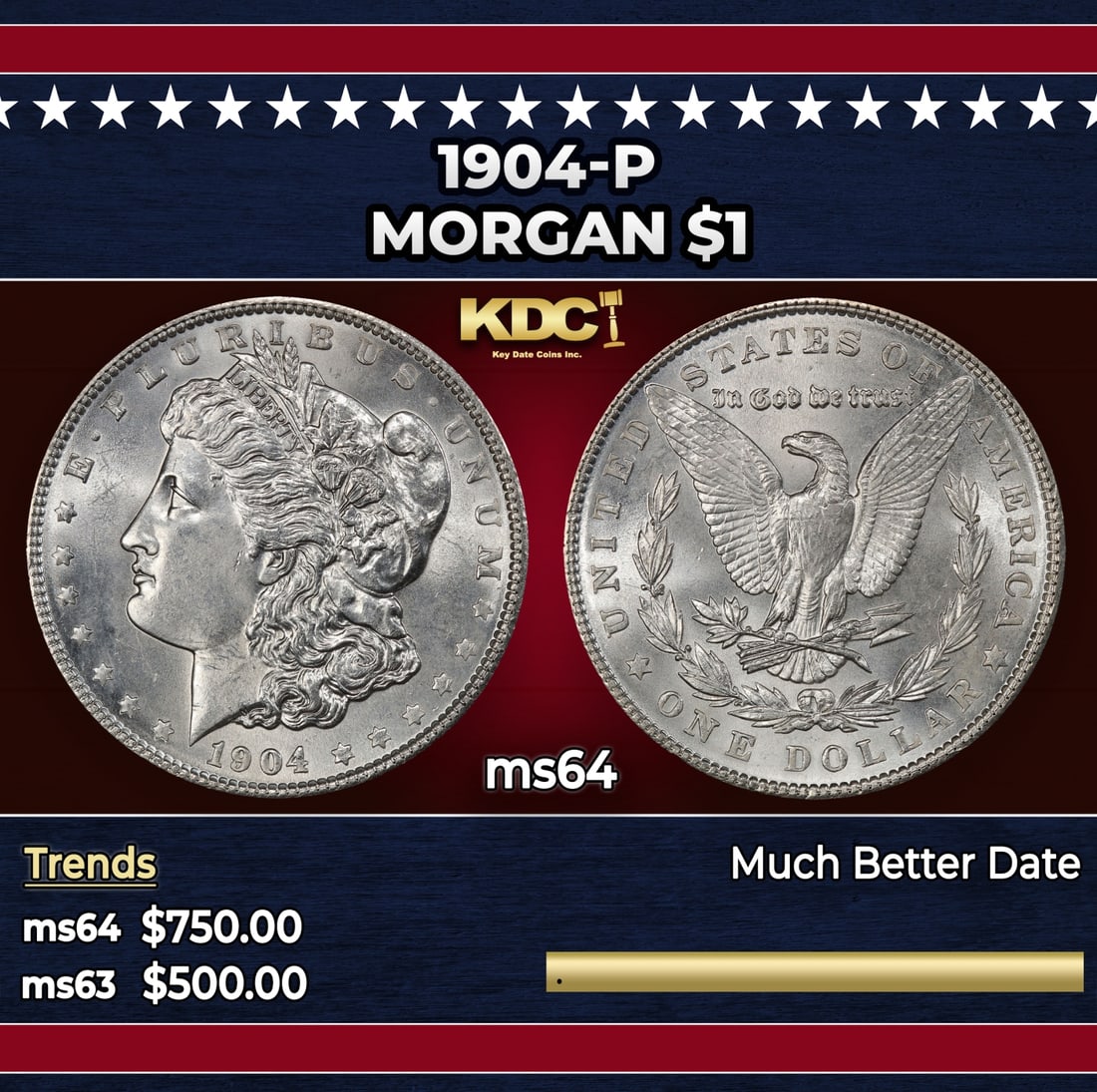 1904-p Morgan Dollar $1 Grades ms64 (1 of 3)