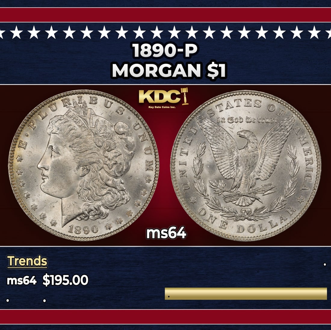 1890-p Morgan Dollar $1 Grades ms64: 1890-p Morgan Dollar $1 Grades ms64. Historic precious metal trends is causing increased spot pricing by the day. On auctions with set openings, we are doing our best to have items priced at their mar