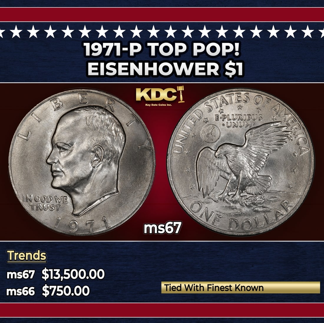 1971-p Eisenhower Dollar TOP POP! $1 ms67 SEGS (1 of 3)