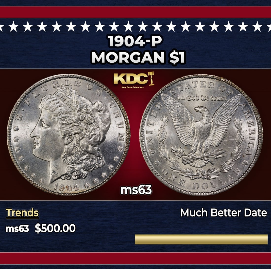 1904-p Morgan Dollar $1 Grades ms63 (1 of 3)