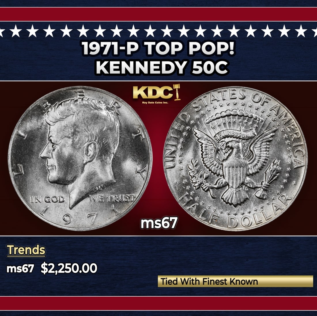 1971-p Kennedy Half Dollar TOP POP! 50c ms67 SEGS: 1971-p TOP POP! Kennedy Half Dollar 50c ms67 SEGS. Historic precious metal trends is causing increased spot pricing by the day. On auctions with set openings, we are doing our best to have items price