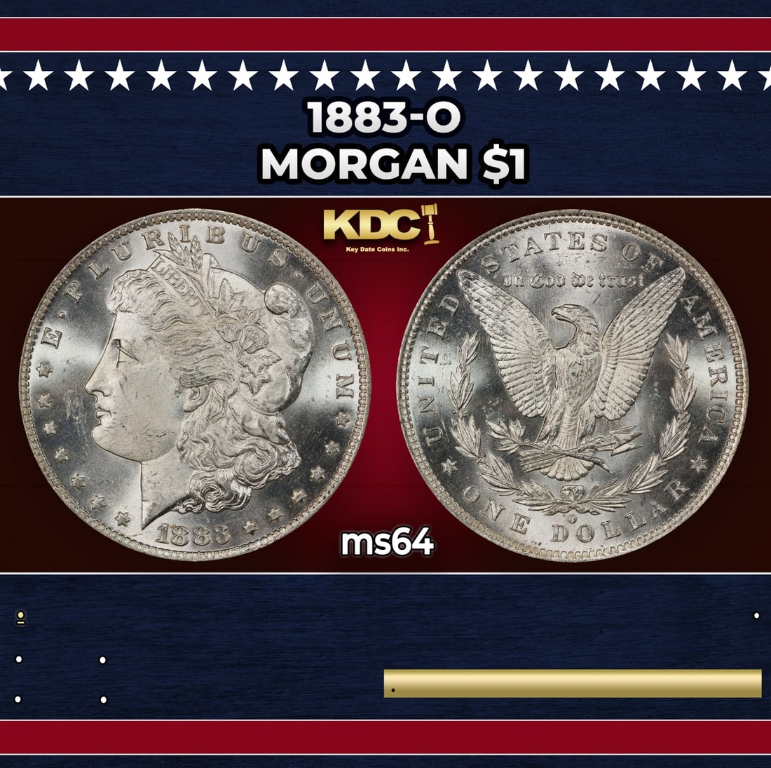 1883-o Morgan Dollar $1 Grades ms64: 1883-o Morgan Dollar $1 Grades ms64. Historic precious metal trends is causing increased spot pricing by the day. On auctions with set openings, we are doing our best to have items priced at their mar