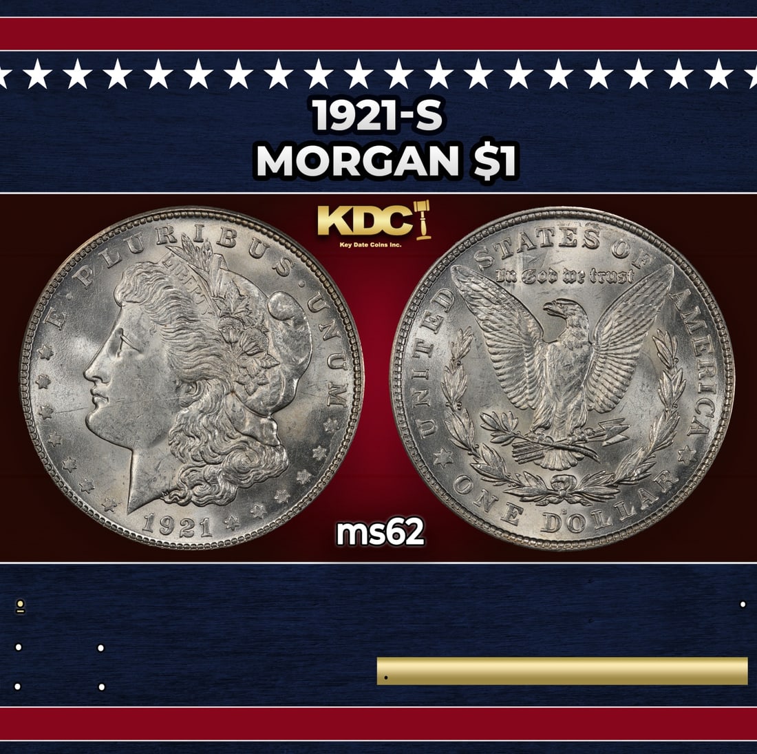 1921-s Morgan Dollar $1 Grades ms62: 1921-s Morgan Dollar $1 Grades ms62. Historic precious metal trends is causing increased spot pricing by the day. On auctions with set openings, we are doing our best to have items priced at their mar