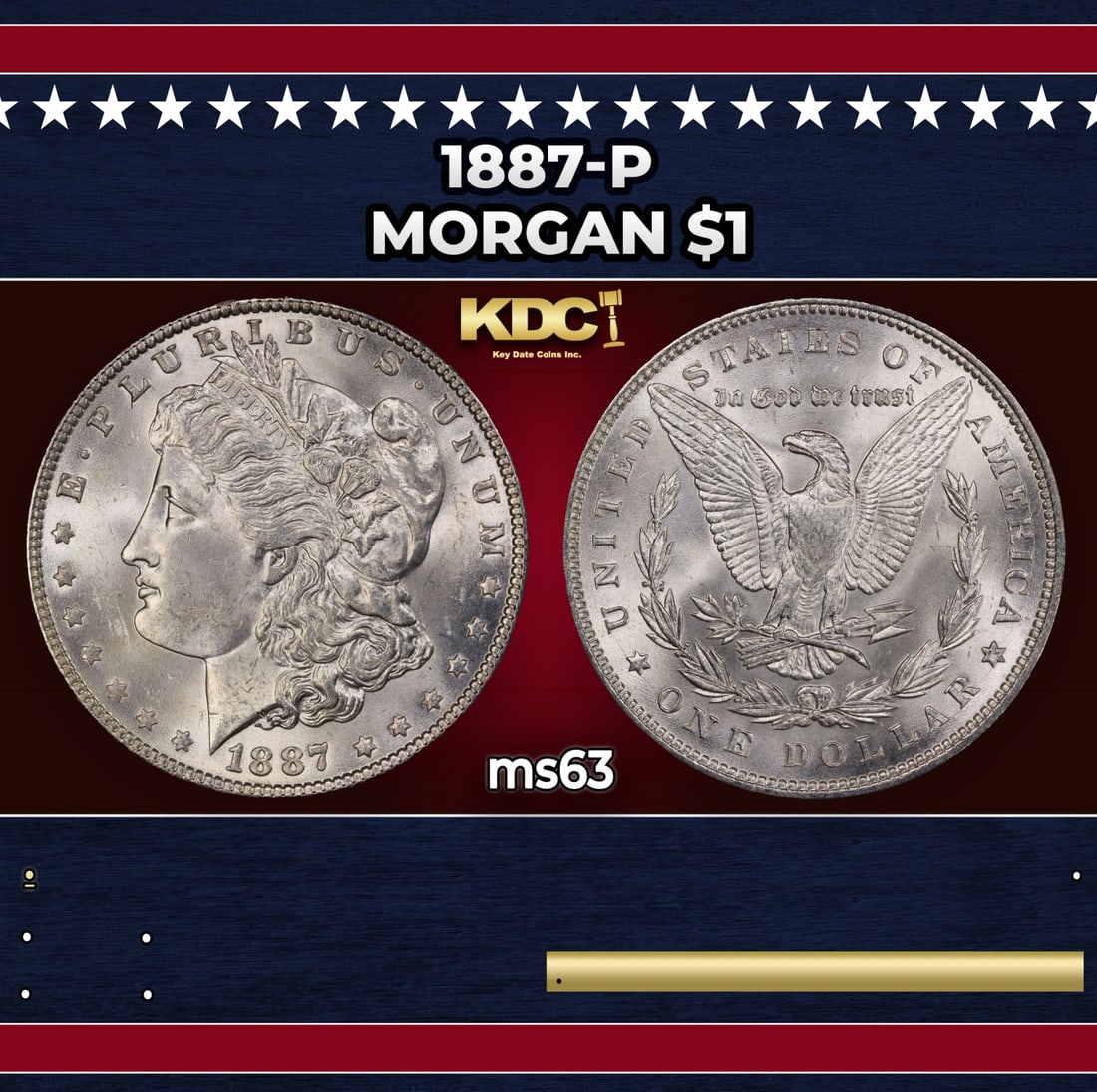 1887-p Morgan Dollar $1 Grades ms63: 1887-p Morgan Dollar $1 Grades ms63. Historic precious metal trends is causing increased spot pricing by the day. On auctions with set openings, we are doing our best to have items priced at their mar