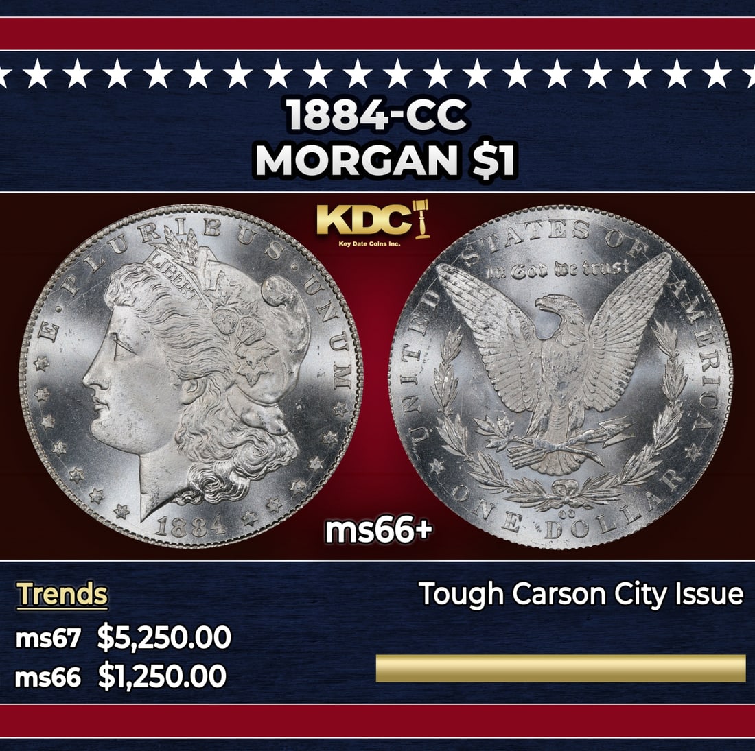 1884-cc Morgan Dollar $1 ms66+ SEGS: 1884-cc Morgan Dollar $1 ms66+ SEGS. Historic precious metal trends is causing increased spot pricing by the day. On auctions with set openings, we are doing our best to have items priced at their mar