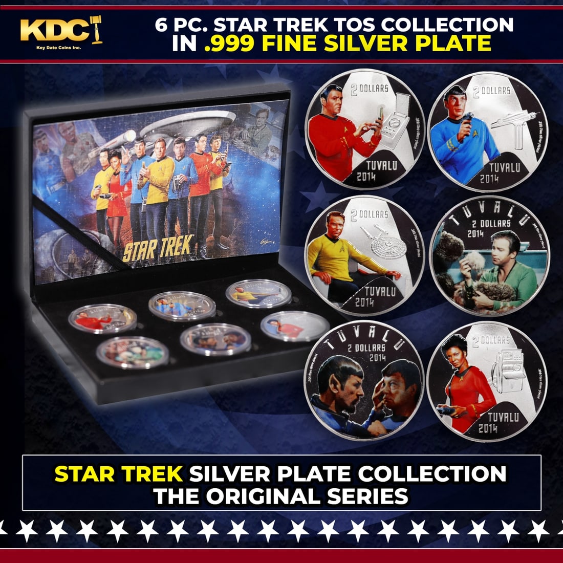 6 Coin Star Trek The Original Series .999 Fine Silver Plated Round Collection (1 of 4)