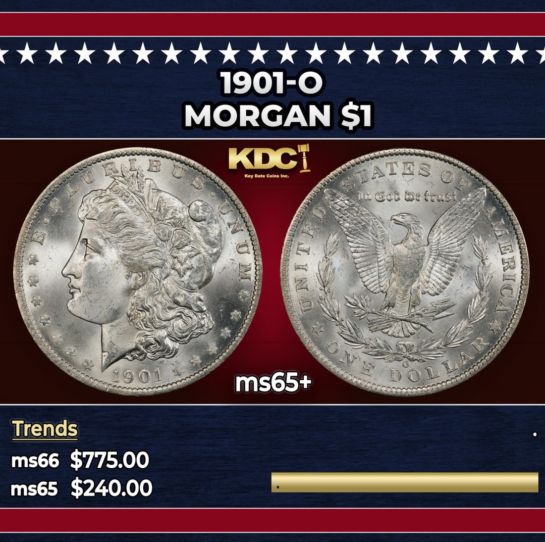 1901-o Morgan Dollar $1 Grades ms65+ (1 of 3)