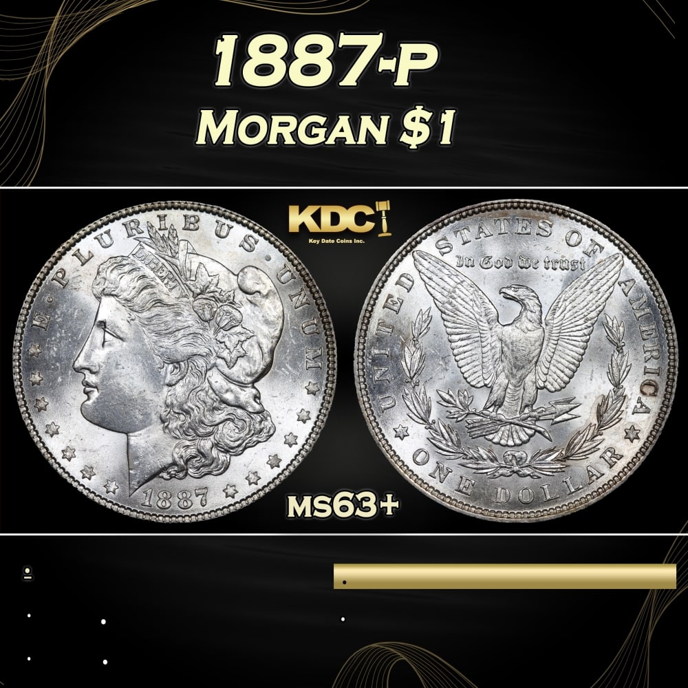 1887-p Morgan Dollar $1 Grades ms63+: 1887-p Morgan Dollar $1 Grades ms63+. 0 Historic precious metal trends is causing increased spot pricing by the day. On auctions with set openings, we are doing our best to have items priced at their