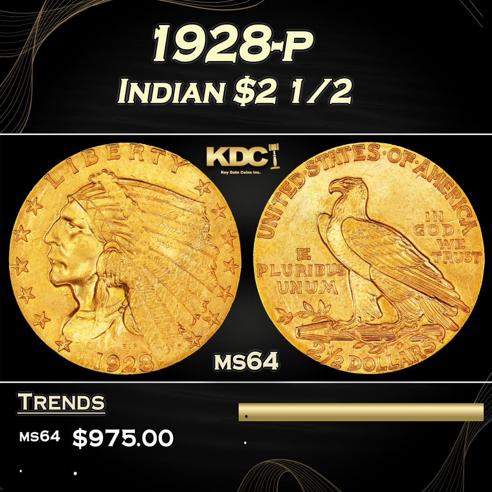 1928-p Gold Indian Quarter Eagle $2 1/2 ms64 SEGS: 1928-p Gold Indian Quarter Eagle $2 1/2 ms64 SEGS. 0 Historic precious metal trends is causing increased spot pricing by the day. On auctions with set openings, we are doing our best to have items pri