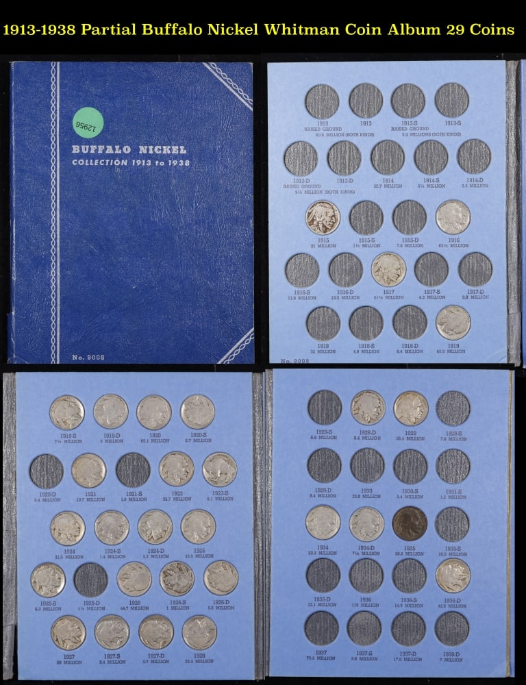 1913-1938 Partial Buffalo Nickel Whitman Coin Album 29 Coins (1 of 5)