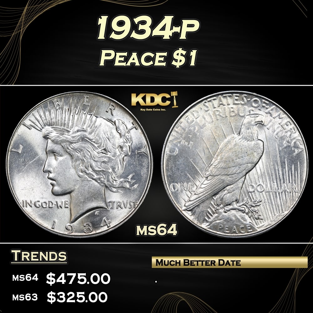 1934-p Peace Dollar $1 ms64 SEGS (1 of 3)