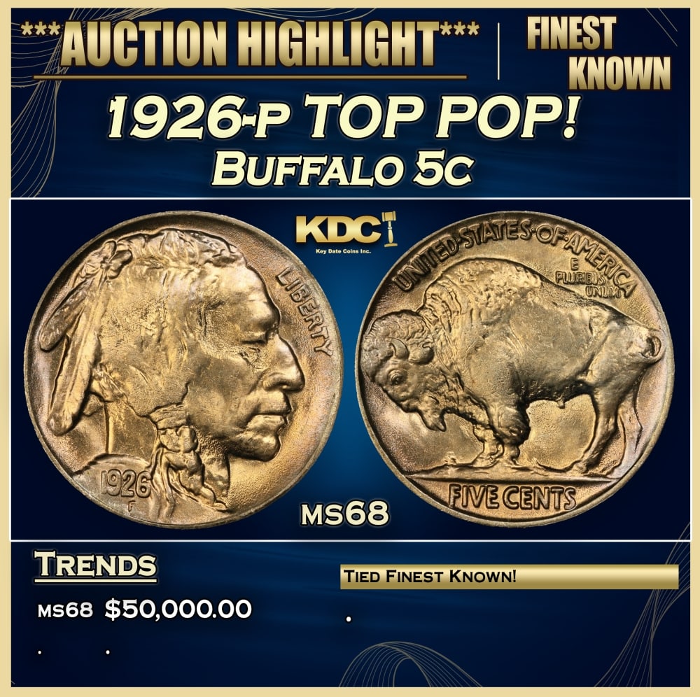 *Highlight* 1926-p Buffalo Nickel TOP POP! 5c ms68 SEGS (fc) (1 of 3)