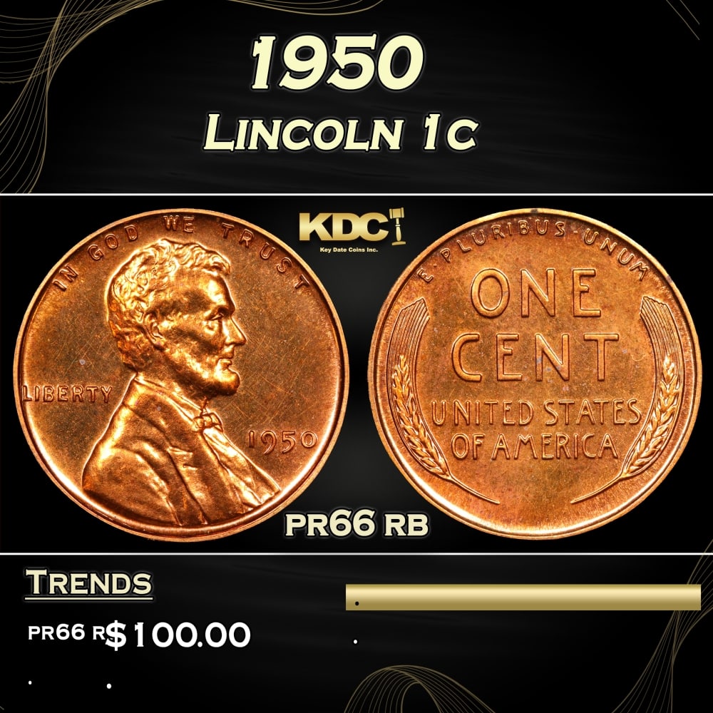 1950 Proof Lincoln Cent 1c Grades pr66 rb (1 of 3)