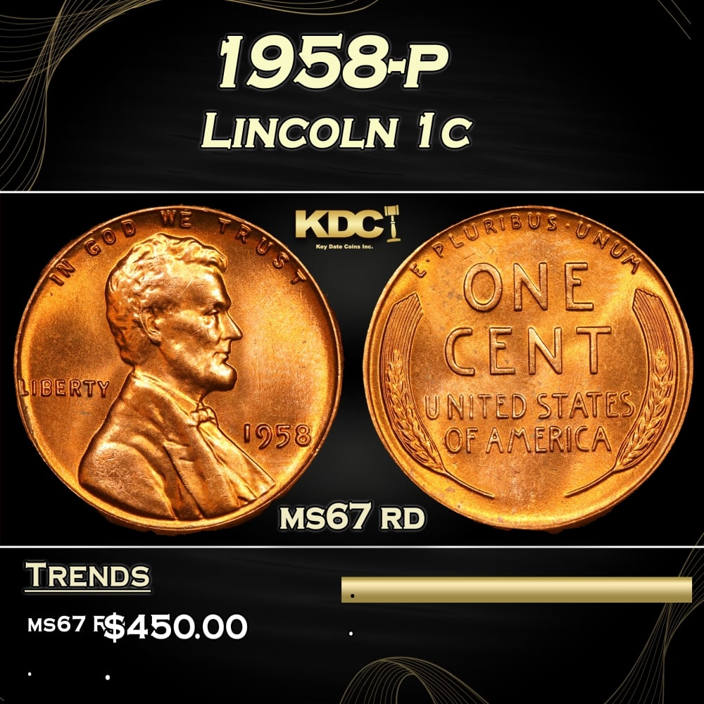 1958-p Lincoln Cent 1c ms67 rd SEGS: 1958-p Lincoln Cent 1c ms67 rd SEGS. 0 Historic precious metal trends is causing increased spot pricing by the day. On auctions with set openings, we are doing our best to have items priced at their m