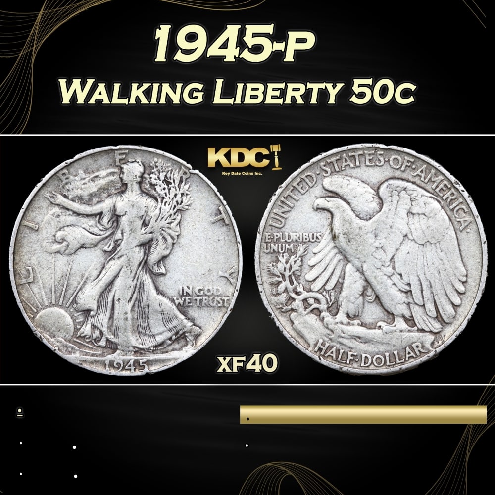 1945-p Walking Liberty Half Dollar 50c Grades xf40: 1945-p Walking Liberty Half Dollar 50c Grades xf40. 0 Historic precious metal trends is causing increased spot pricing by the day. On auctions with set openings, we are doing our best to have items pr