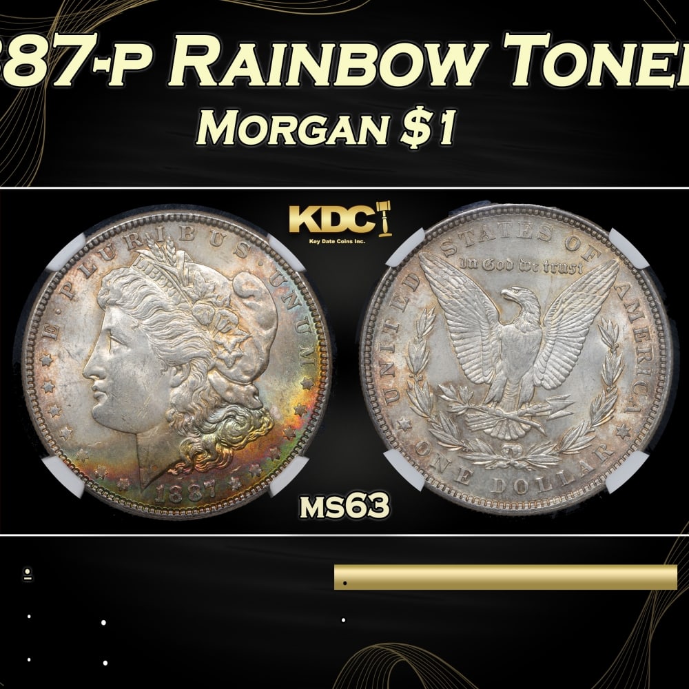 NGC 1887-p Morgan Dollar Rainbow Toned $1 ms63 NGC: NGC 1887-p Rainbow Toned Morgan Dollar $1 ms63 NGC. 0 Historic precious metal trends is causing increased spot pricing by the day. On auctions with set openings, we are doing our best to have items pr
