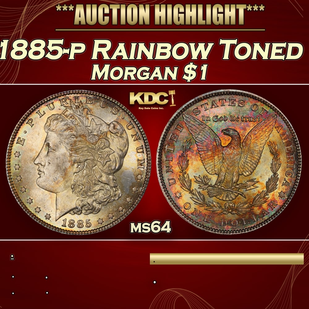 PCGS 1885-p Morgan Dollar Rainbow Toned $1 ms64 PCGS (1 of 5)