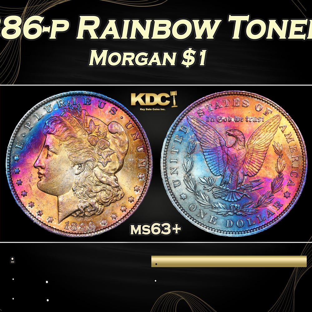 1886-p Morgan Dollar Rainbow Toned $1 Grades ms63+: 1886-p Rainbow Toned Morgan Dollar $1 Grades ms63+. 0 Historic precious metal trends is causing increased spot pricing by the day. On auctions with set openings, we are doing our best to have items pr