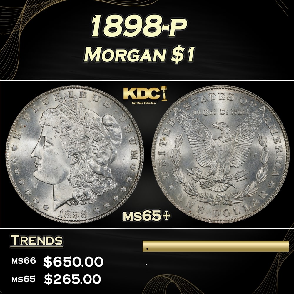 1898-p Morgan Dollar 1 Grades ms65+ (1 of 3)