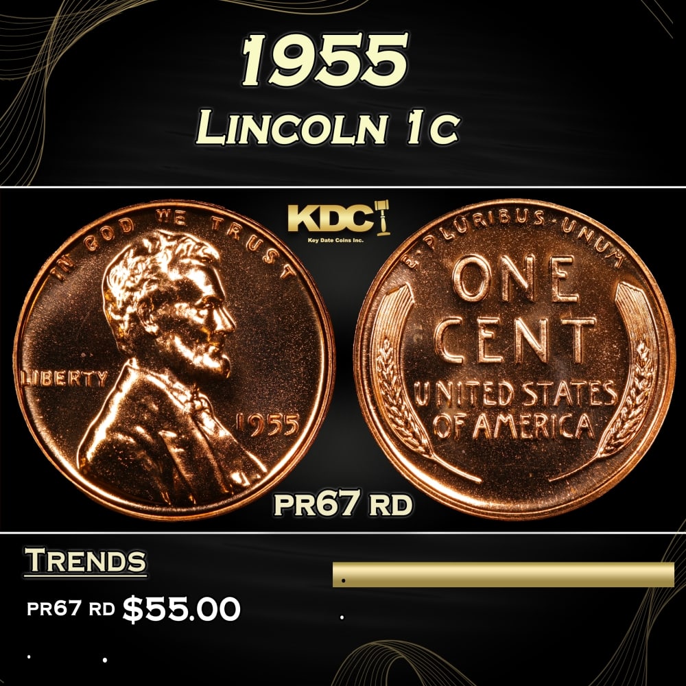 1955 Proof Lincoln Cent 1c Grades pr67 rd (1 of 3)